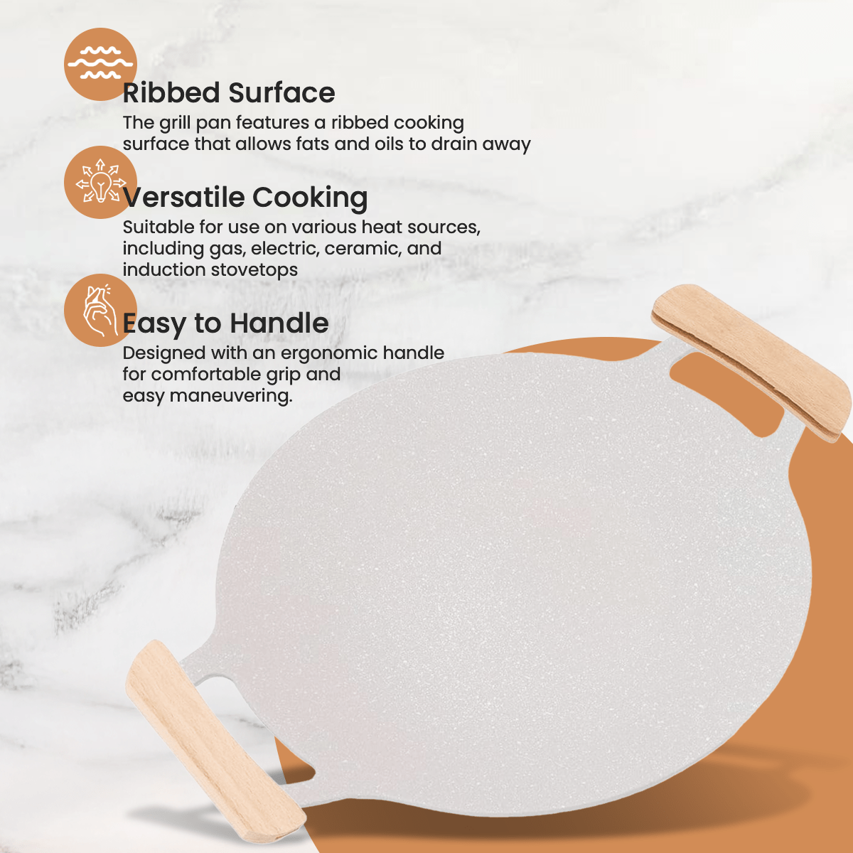 Multi-Purpose Maifan Stone Non-Stick Grill Pan(42cm)