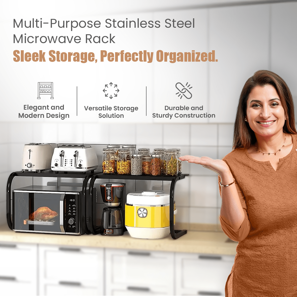 Multi-Purpose Stainless Steel Microwave Rack